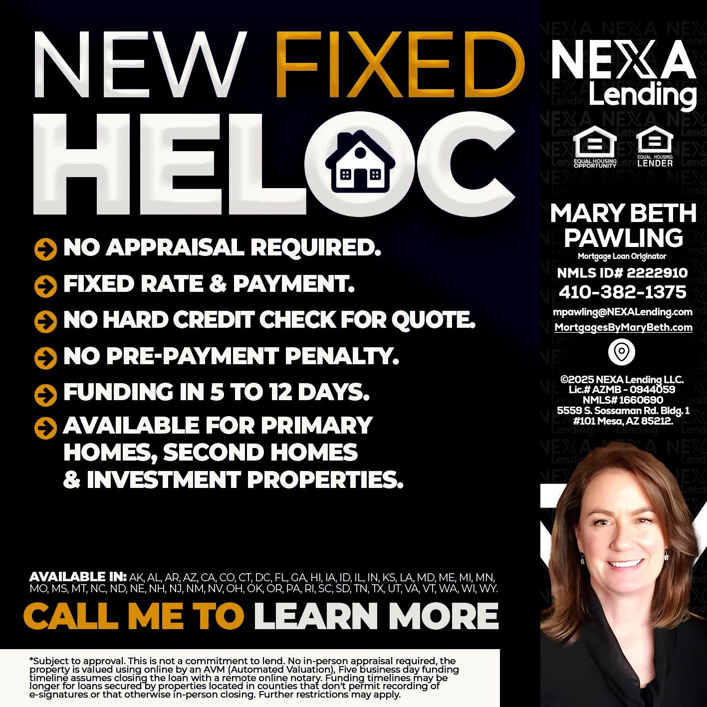 HELOC - Mary Beth Pawling -Mortgage Loan Originator