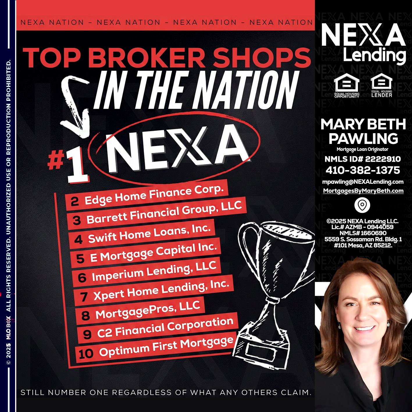 top broker - Mary Beth Pawling -Mortgage Loan Originator