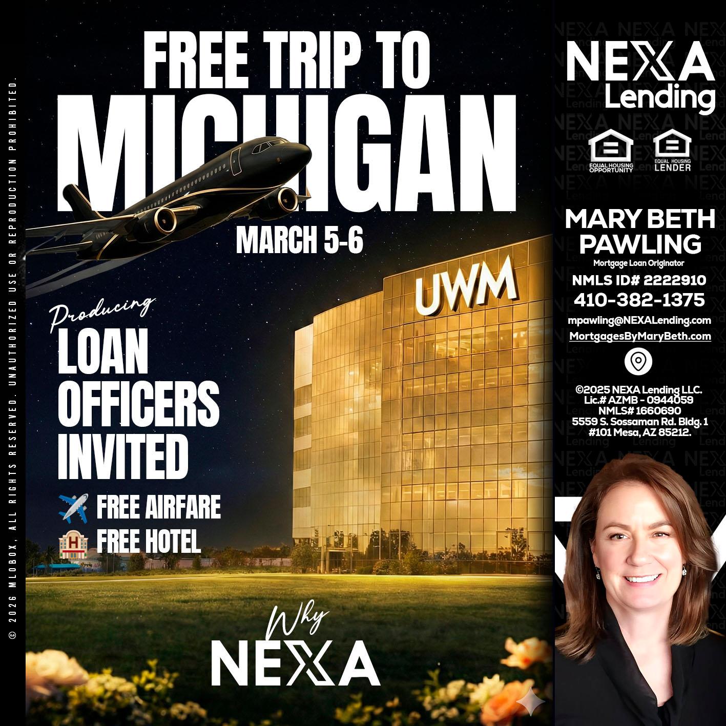 free Michigan trip - Mary Beth Pawling -Mortgage Loan Originator