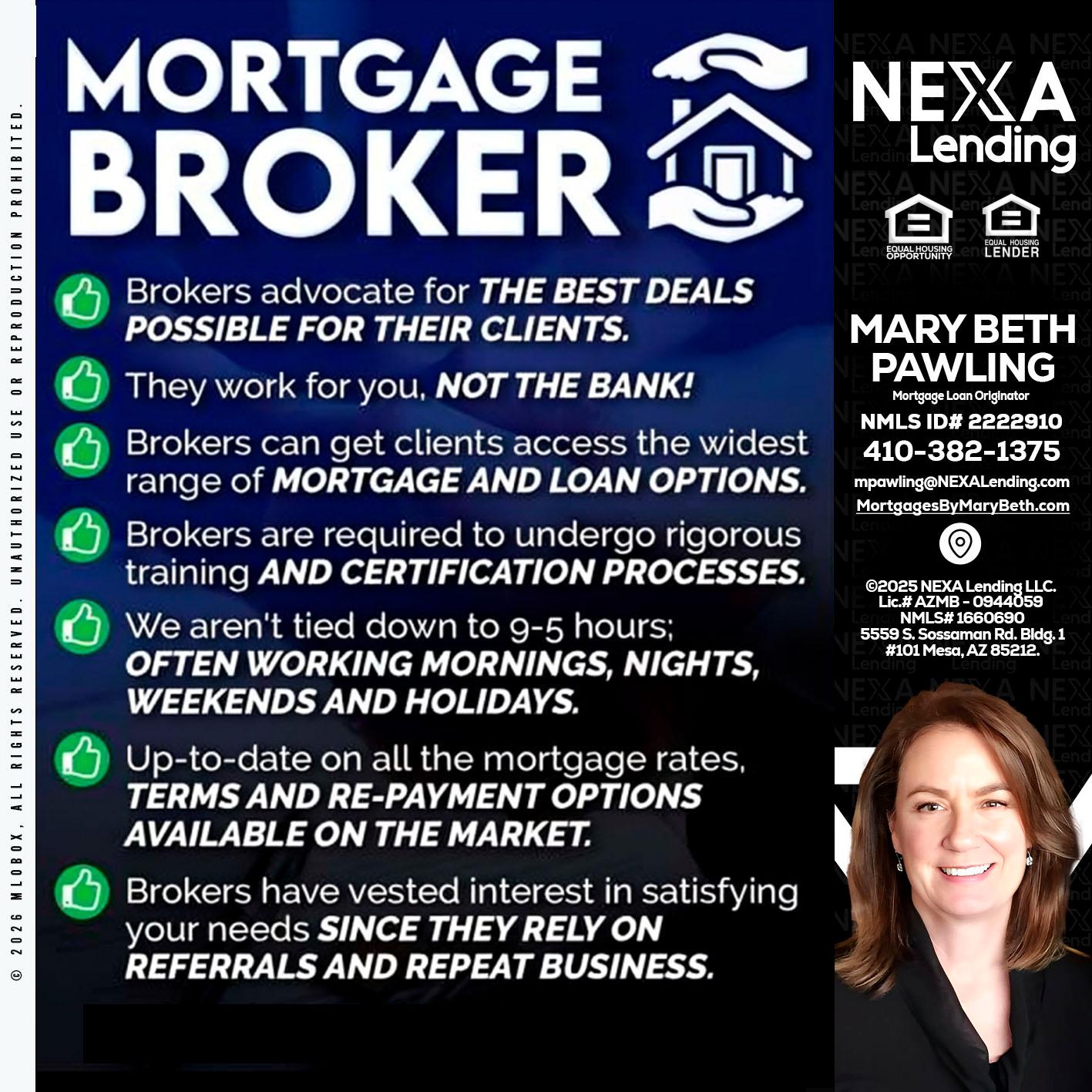 MORTGAGE BROKER - Mary Beth Pawling -Mortgage Loan Originator