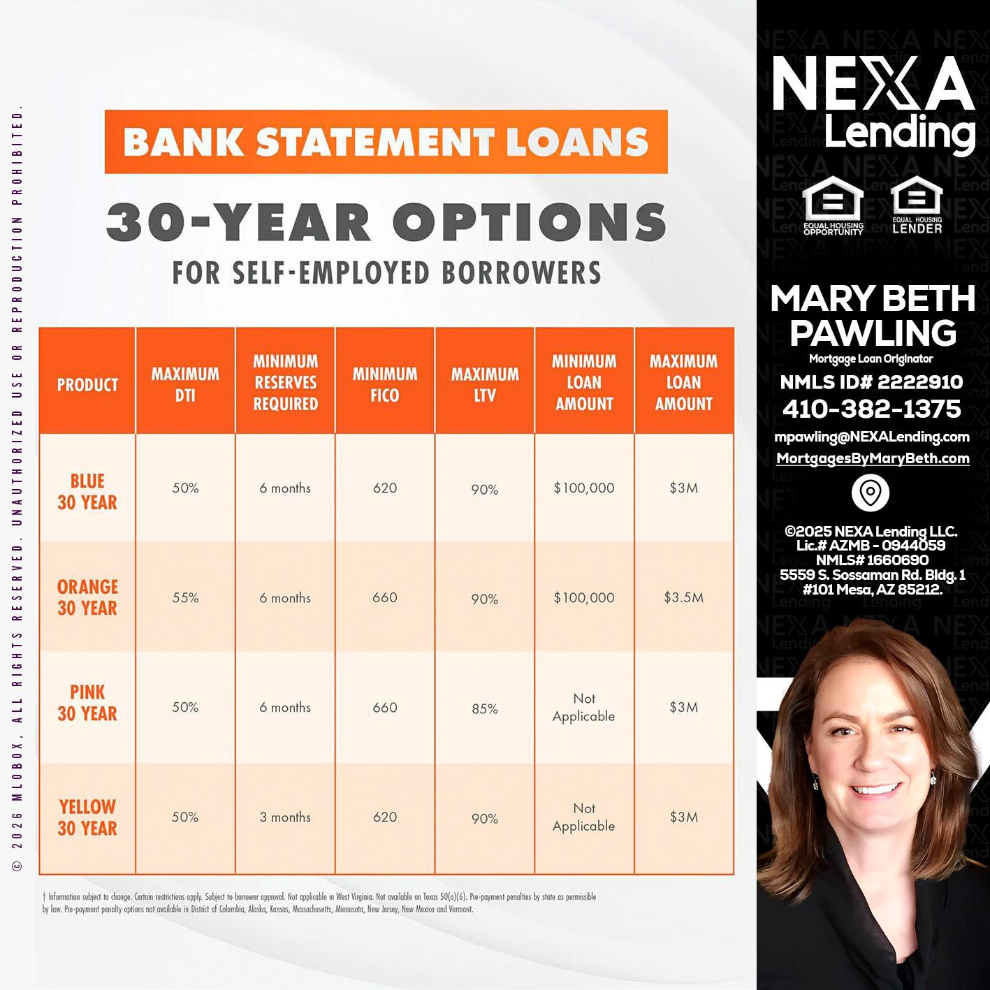 30 YEARS OPTIONS - Mary Beth Pawling -Mortgage Loan Originator