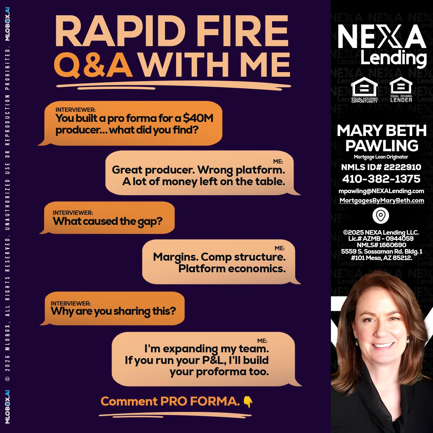 RAPID FIRE - Mary Beth Pawling -Mortgage Loan Originator