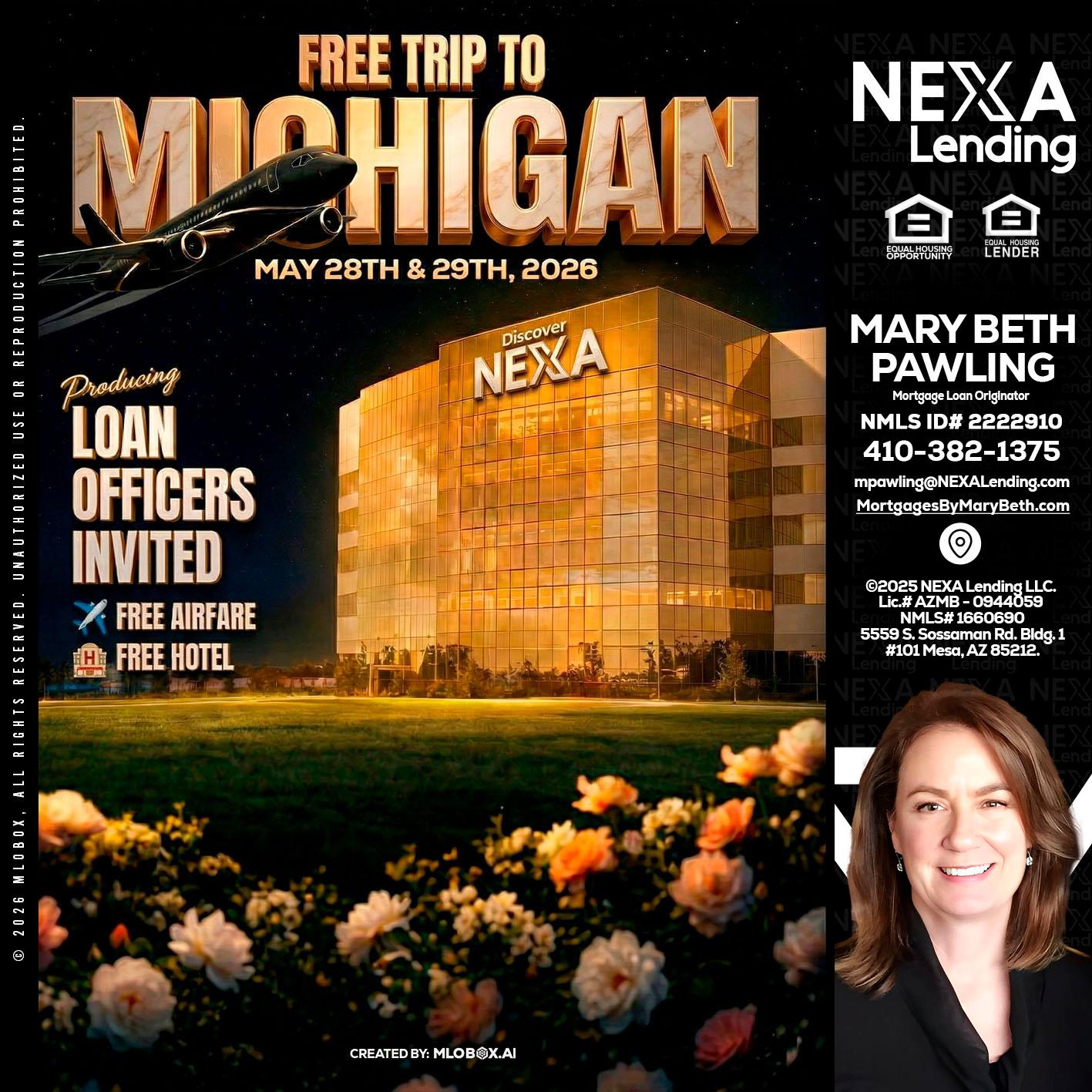 FREE TRIP TO MICHIGAN - Mary Beth Pawling -Mortgage Loan Originator