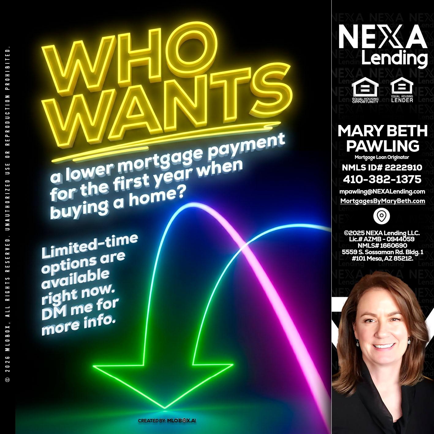 WHO WANTS - Mary Beth Pawling -Mortgage Loan Originator