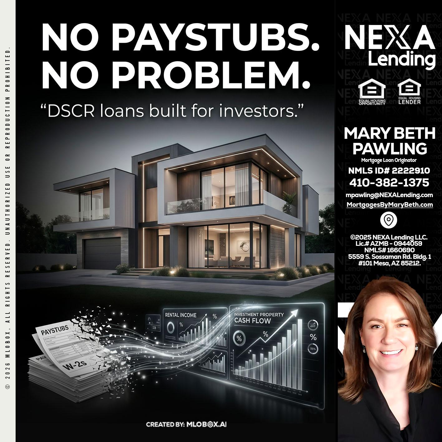 no paystub - Mary Beth Pawling -Mortgage Loan Originator