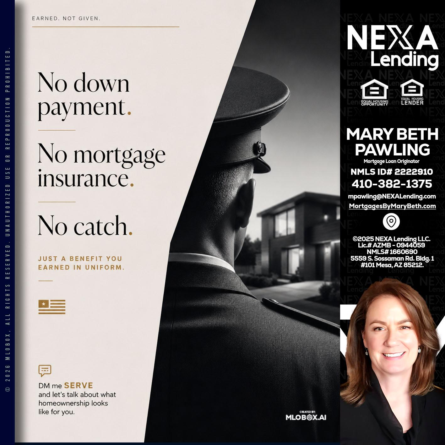 NO DOWN PAYMENT - Mary Beth Pawling -Mortgage Loan Originator