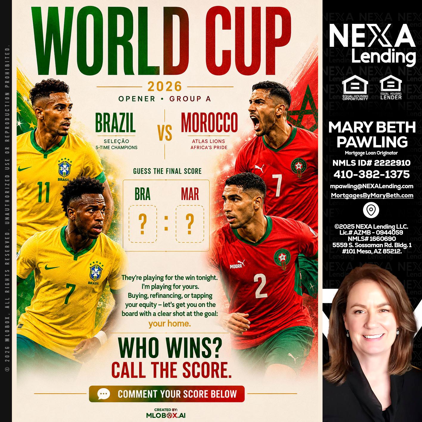 WORLD CUP - Mary Beth Pawling -Mortgage Loan Originator