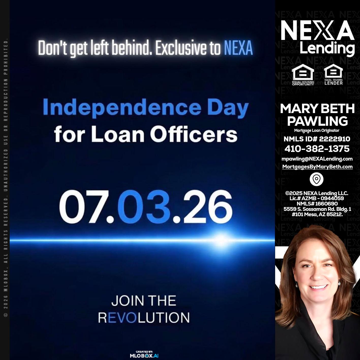 INDEPENDENCE DAY - Mary Beth Pawling -Mortgage Loan Originator