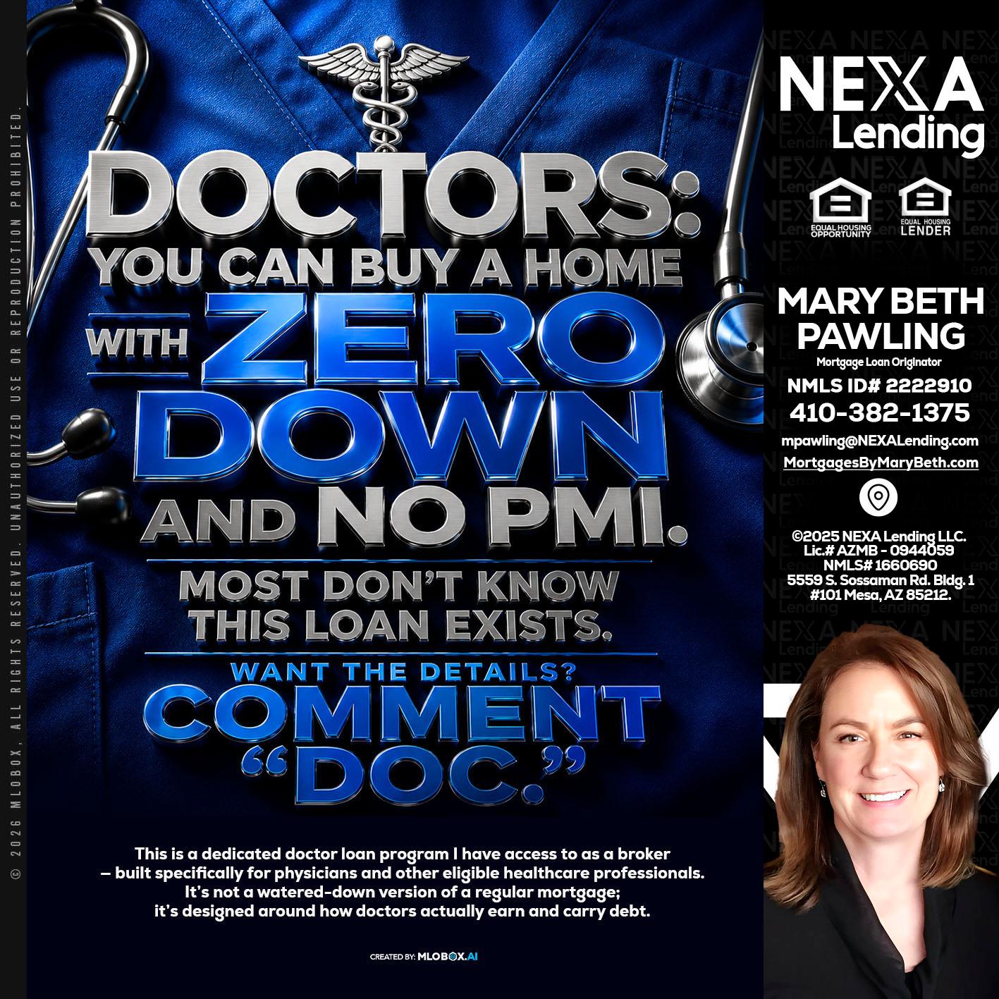 DOCTORS YOU CAN BUY - Mary Beth Pawling -Mortgage Loan Originator