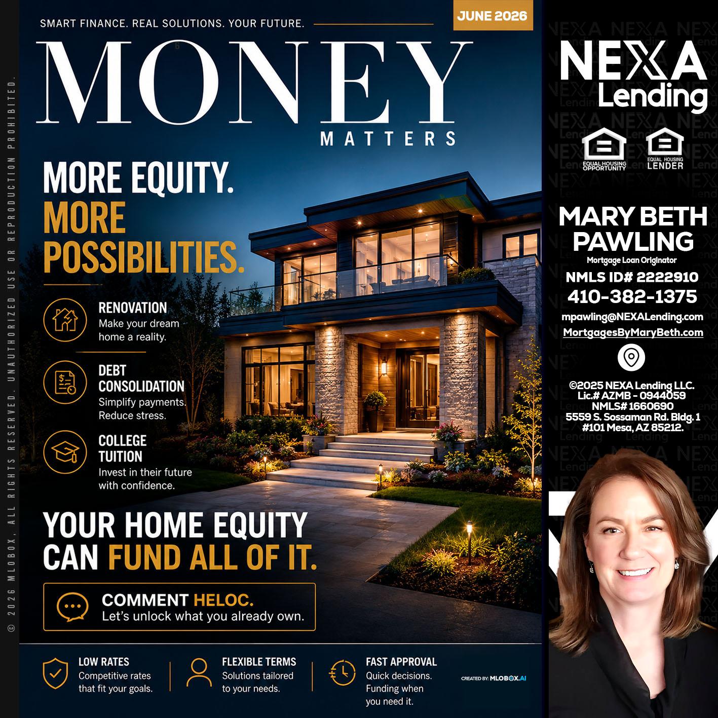 MONEY MATTERS - Mary Beth Pawling -Mortgage Loan Originator