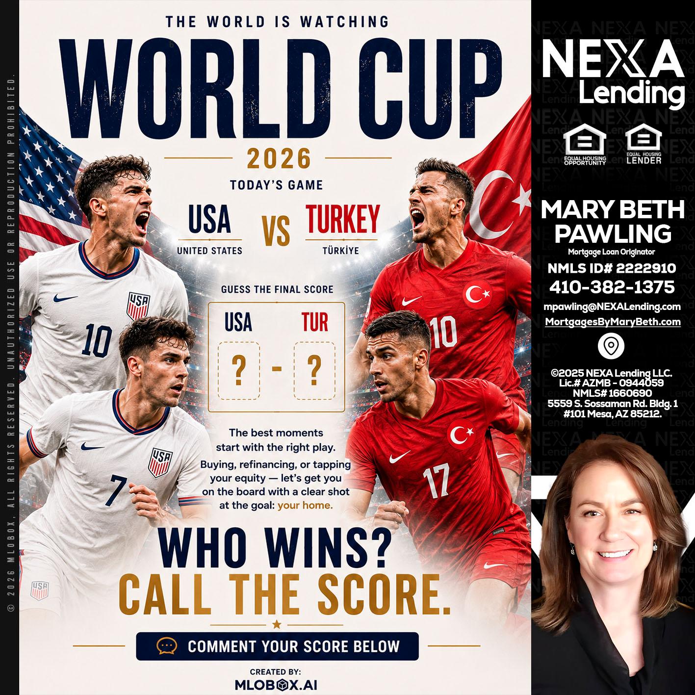 WORLD CUP 2026 - Mary Beth Pawling -Mortgage Loan Originator