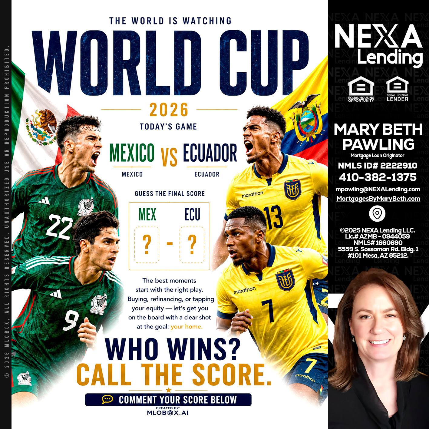 WORLD CUP 2026 - Mary Beth Pawling -Mortgage Loan Originator