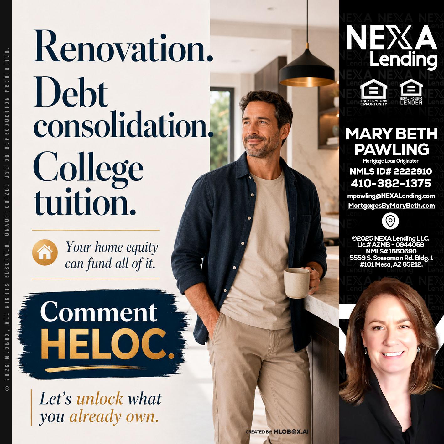 RENOVATION DEBT - Mary Beth Pawling -Mortgage Loan Originator