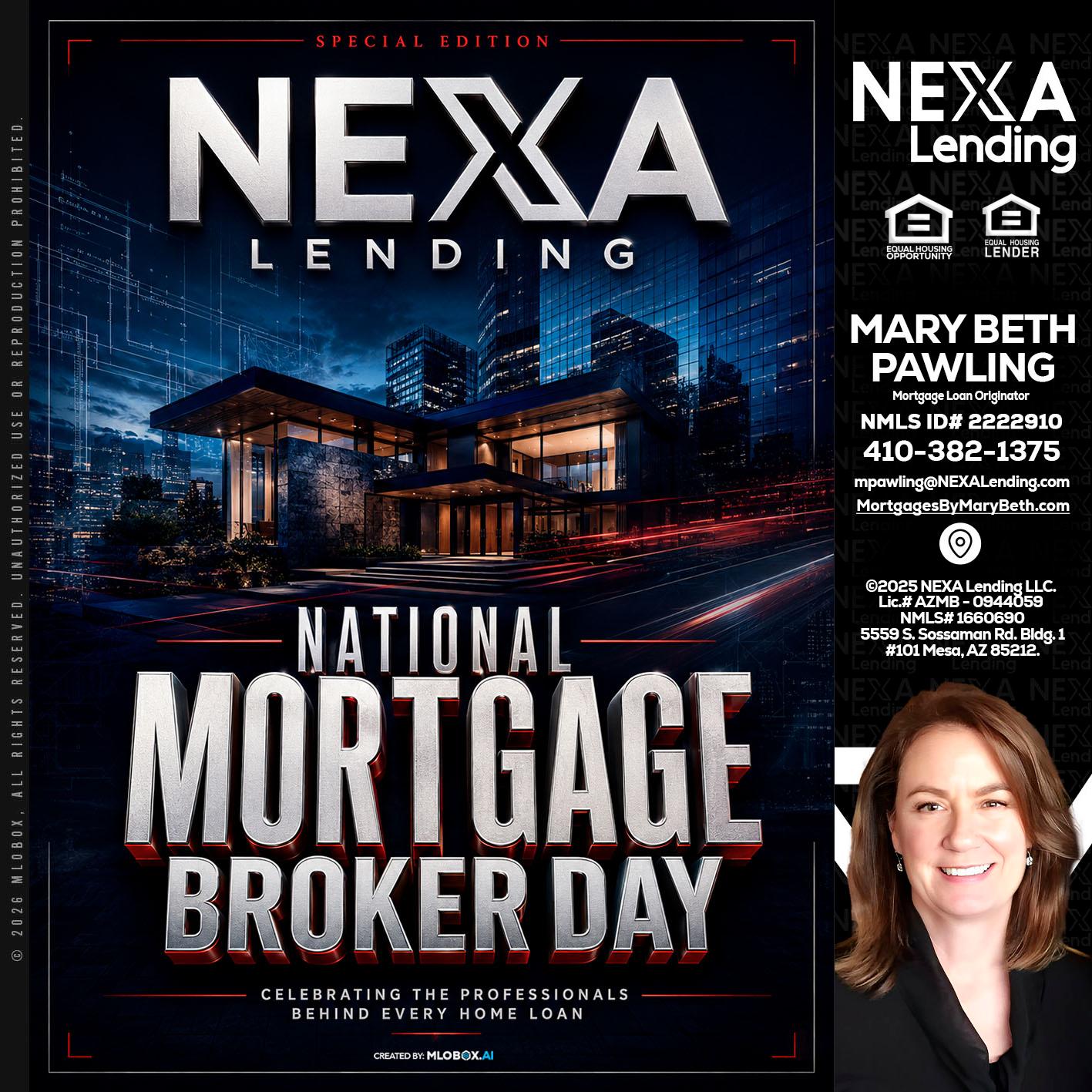 NATIONAL MORTGAGE BROKER DAY - Mary Beth Pawling -Mortgage Loan Originator
