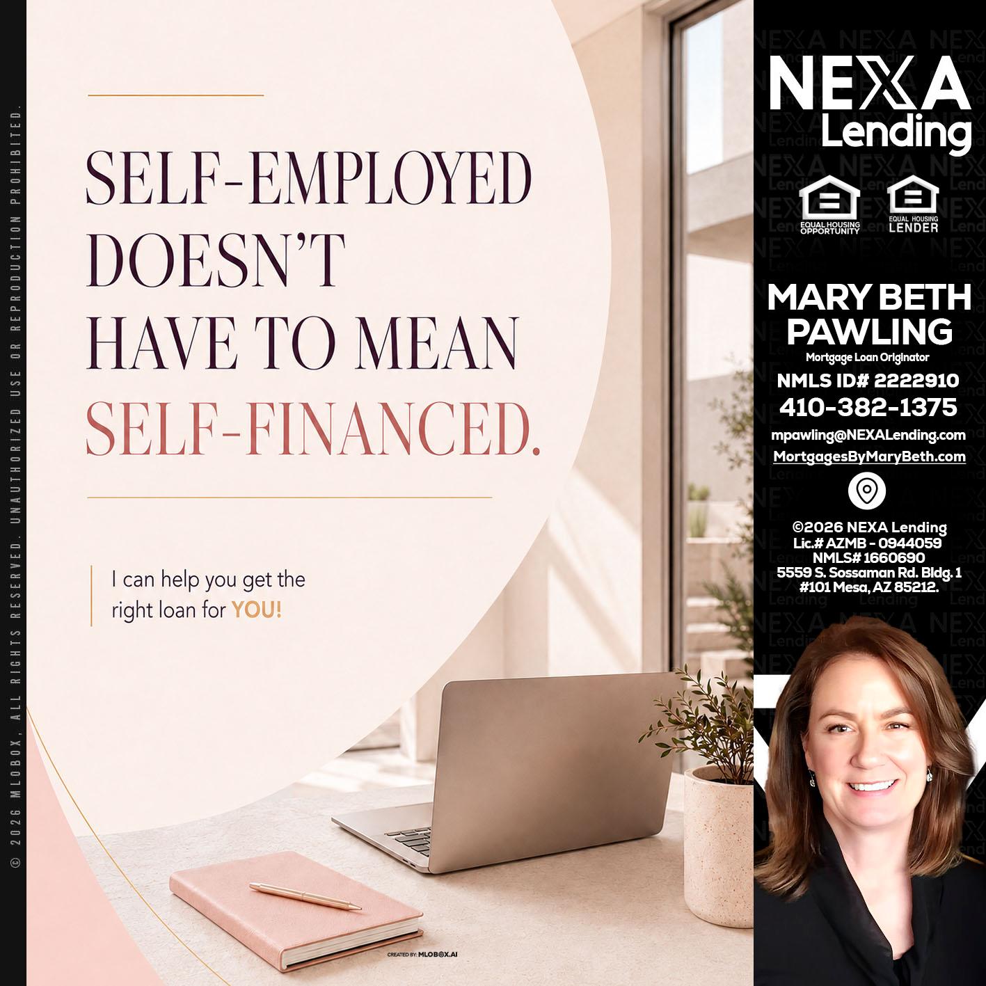 SELF EMPLOYED - Mary Beth Pawling -Mortgage Loan Originator