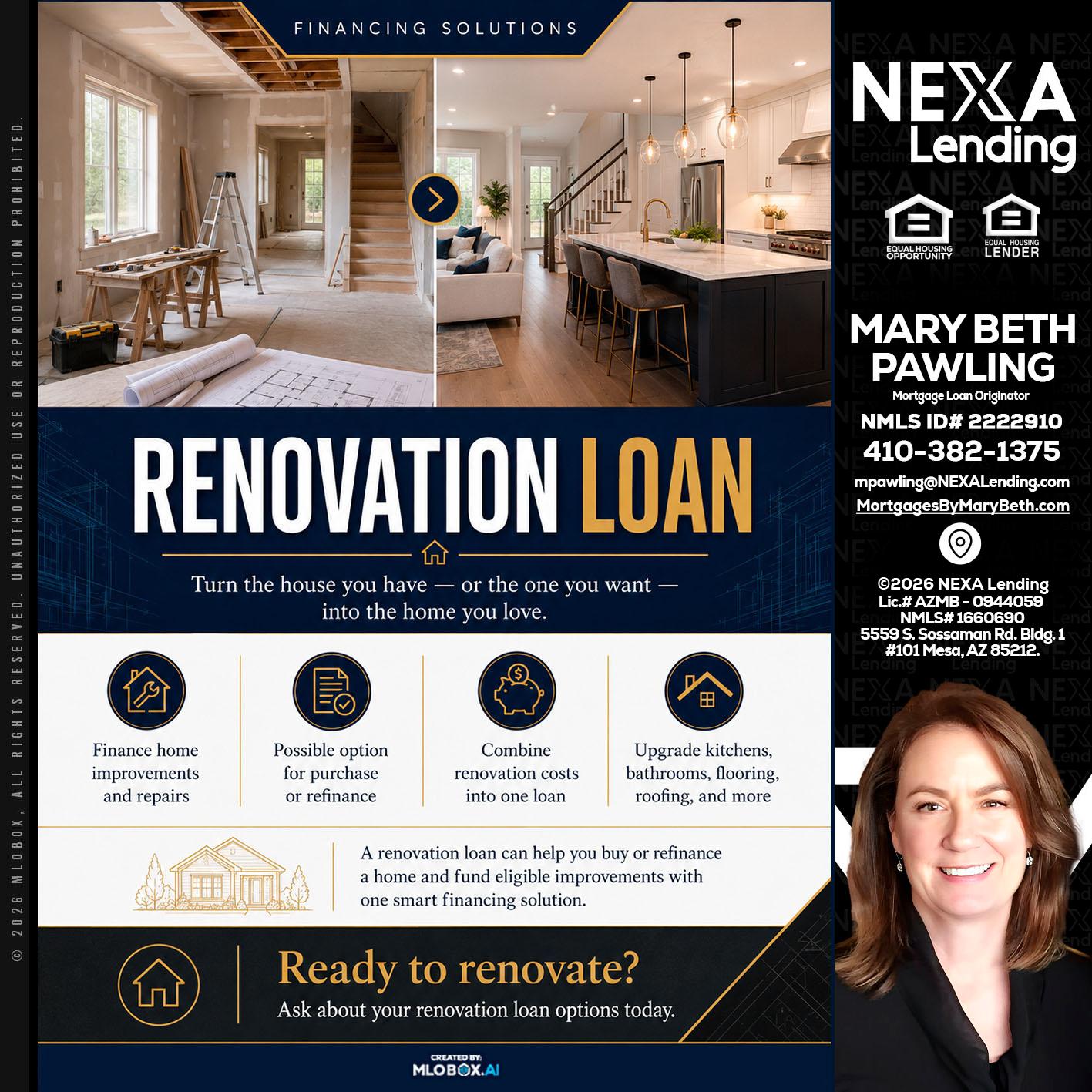 RENOVATION LOAN - Mary Beth Pawling -Mortgage Loan Originator
