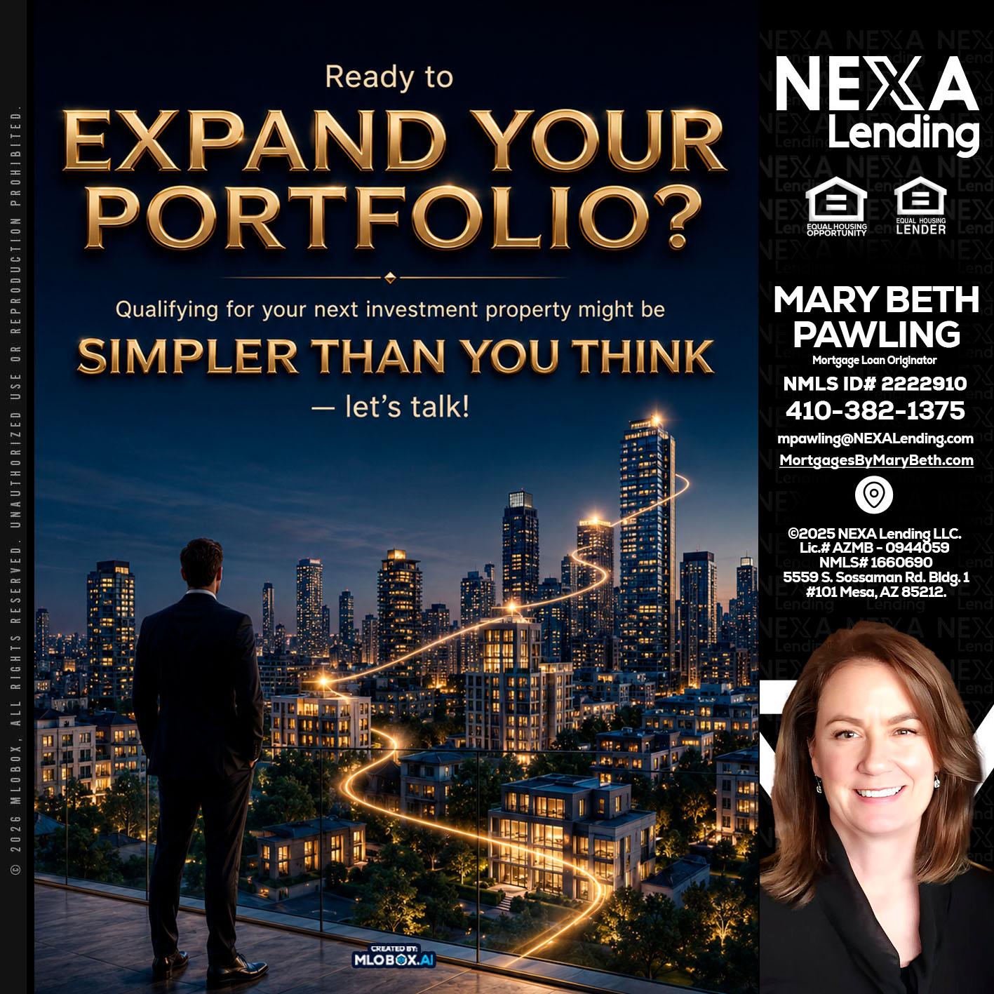 expand you portfolio - Mary Beth Pawling -Mortgage Loan Originator