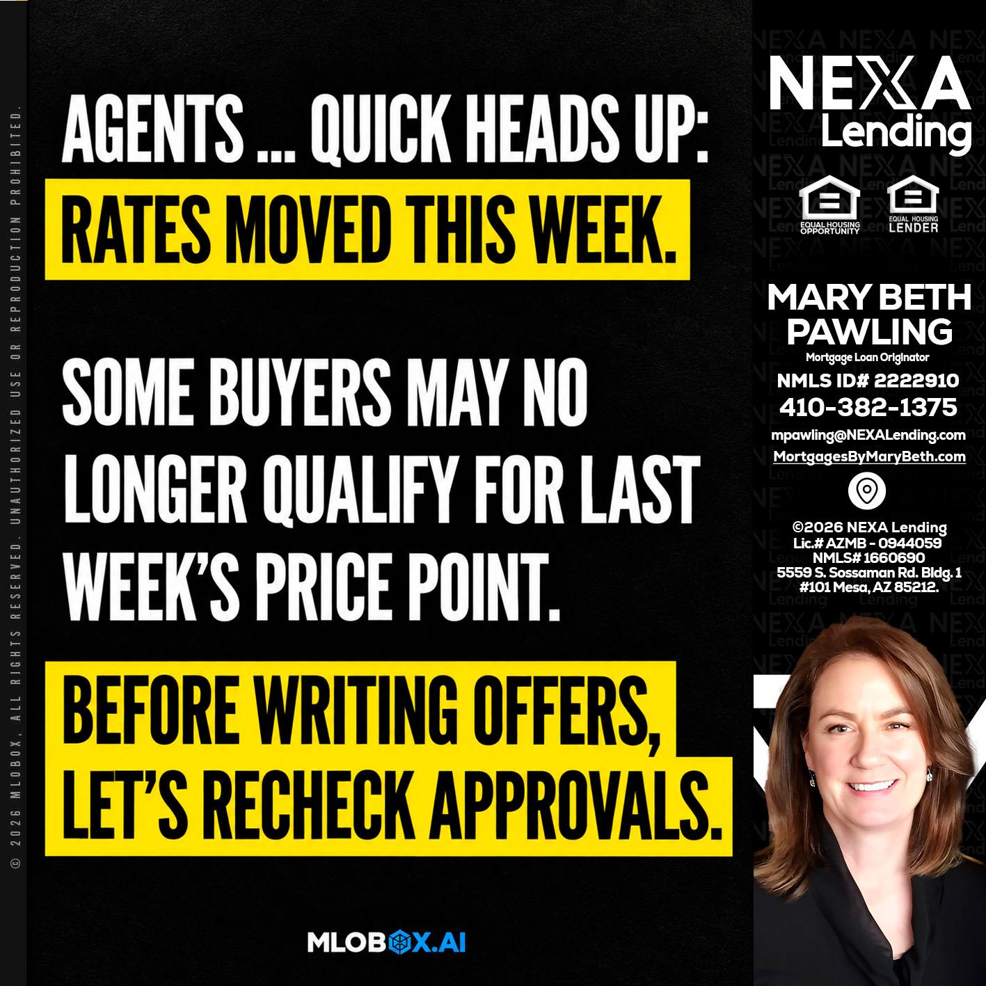 AGENTS QUICK - Mary Beth Pawling -Mortgage Loan Originator