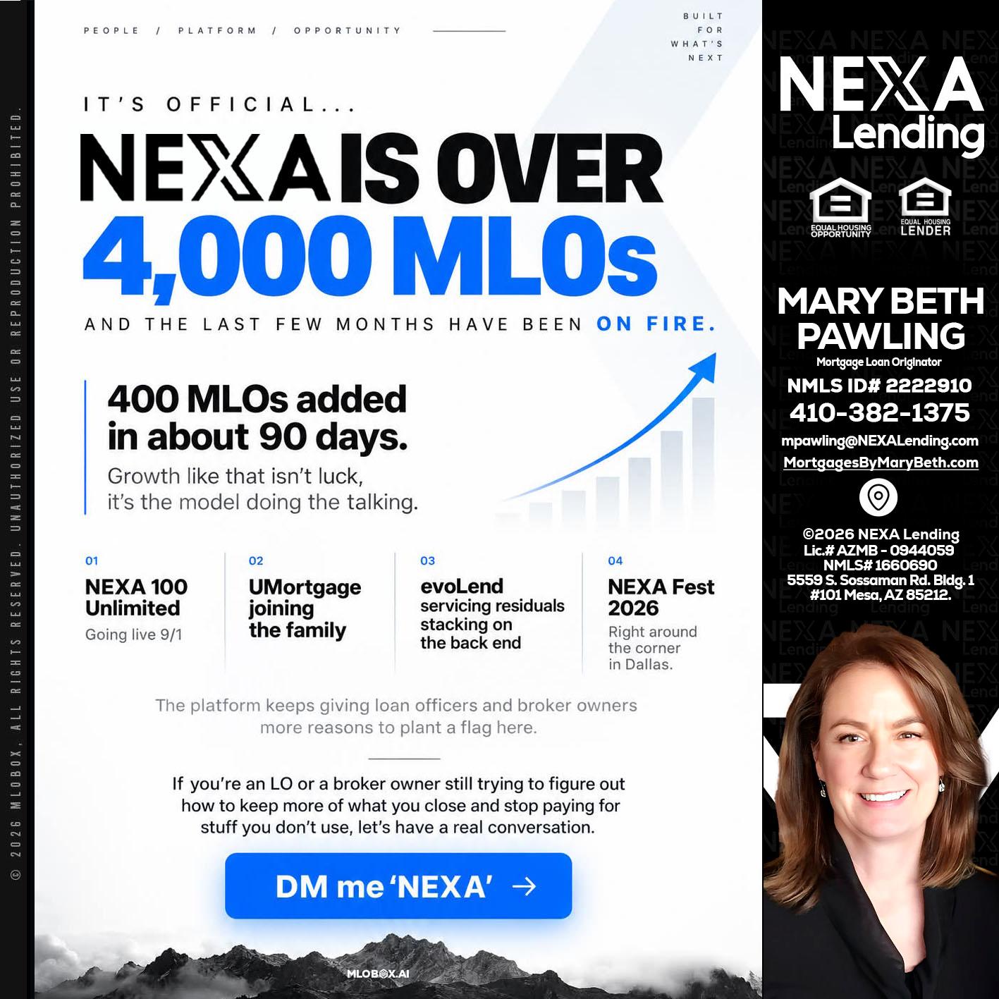 NEXA IS OVER 4000 MLOs - Mary Beth Pawling -Mortgage Loan Originator